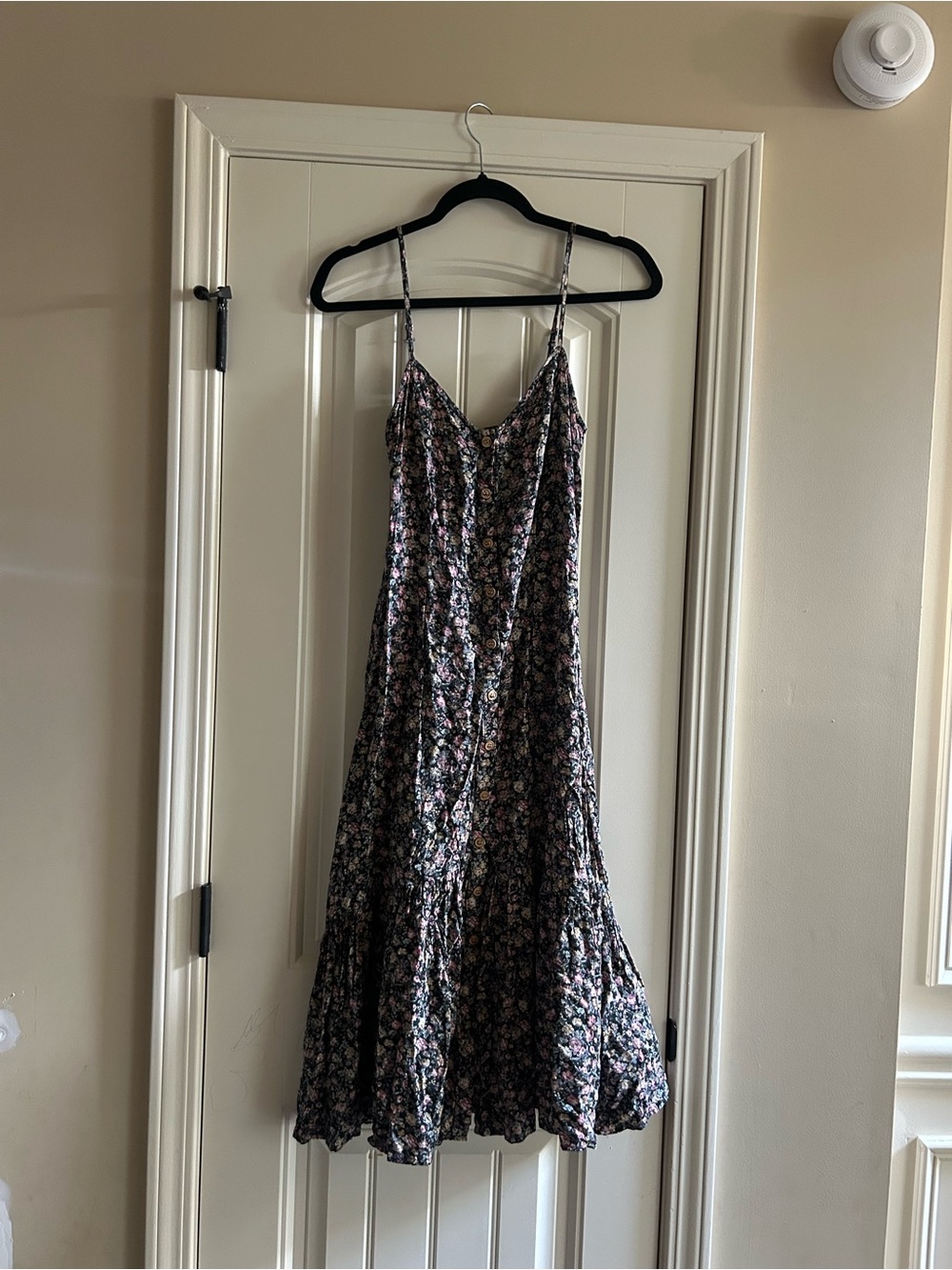 bp Black Midi Dress with Pink Floral Print